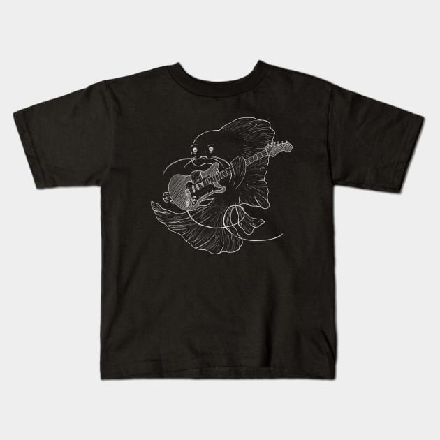 Jammin' Fish (Chalkboard style) -- rock, musical, electric guitar Kids T-Shirt by Inspirational Koi Fish